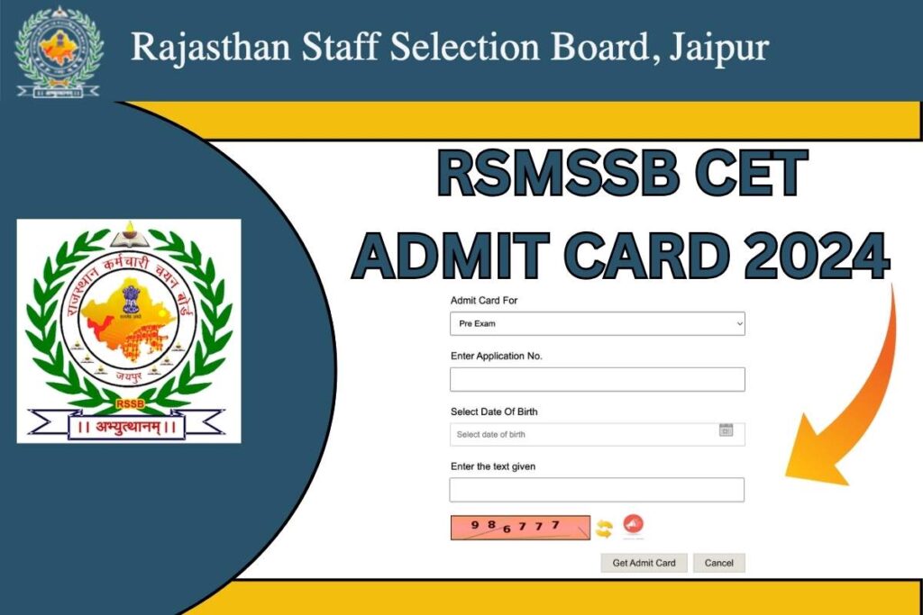 RSMSSB CET Admit Card 2024 Download Exam Date rsmssb.rajasthan.gov.in