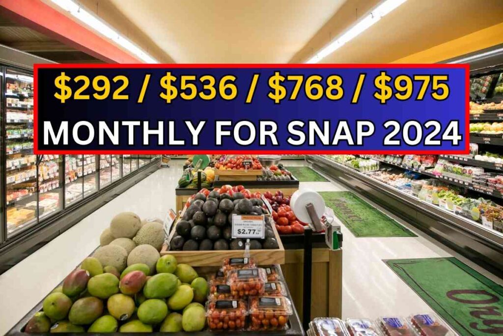 $292 $536 $768 $975 Monthly For SNAP 2024