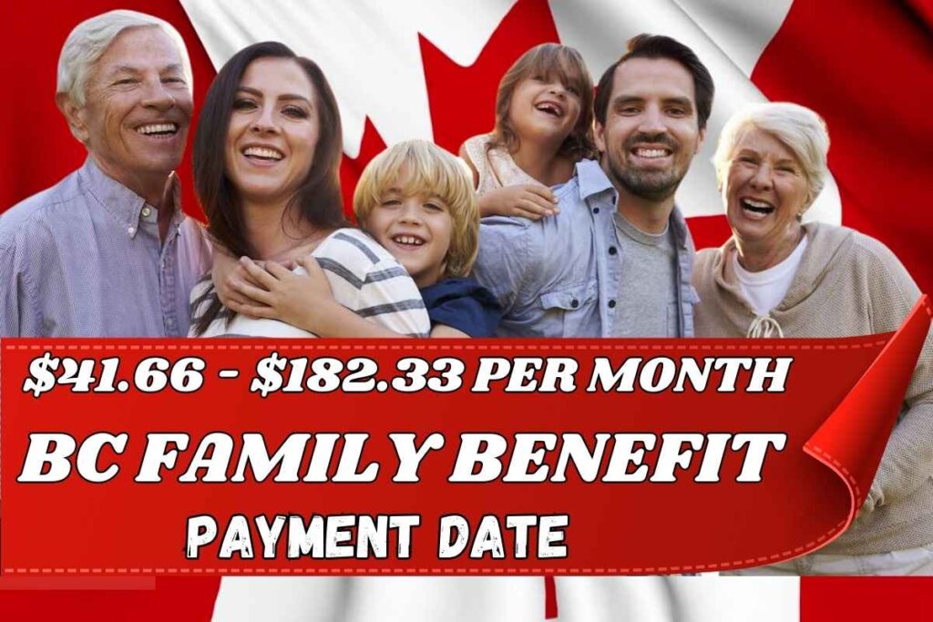 $41.66 - $182.33 Per Month BC Family Benefit February 2025